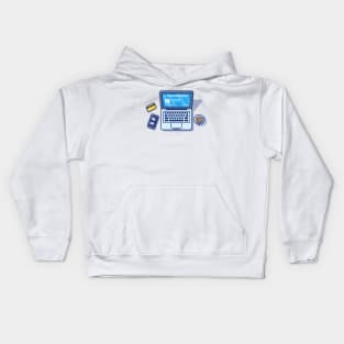 Laptop With Coffee And Phone Kids Hoodie